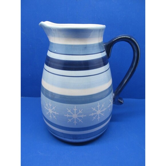 St Nicholas Square Winter Frost 8 1/8" Blue  White Pitcher - Picture 1 of 11